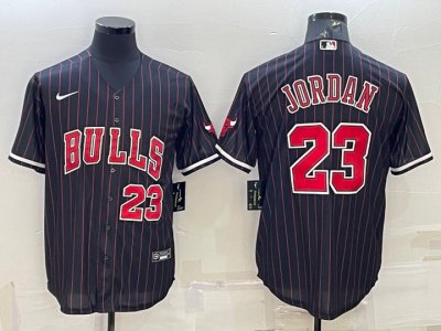 NBA 23 Jordan Bulls baseball Maillot noir avec stripe